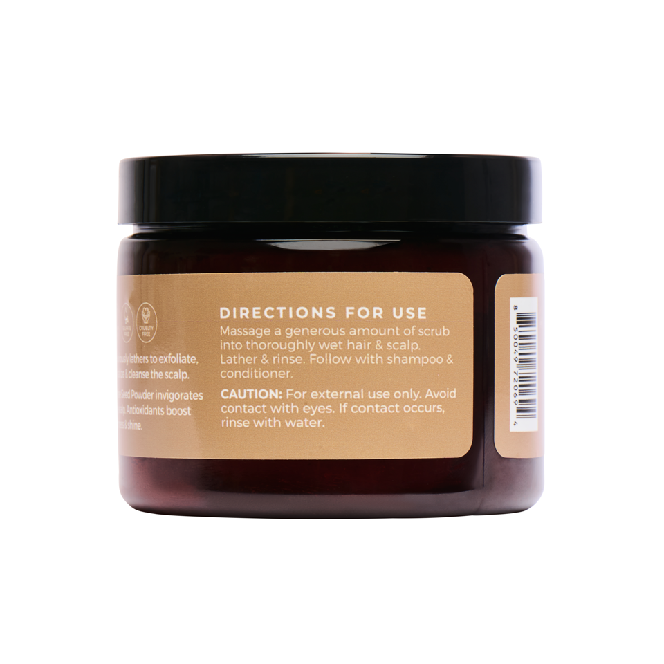 Jar of hair product with label and directions on a white background